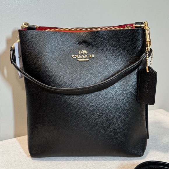 Coach Mollie Bucket 22 Black and Red Leather Bag - Picture 7 of 11